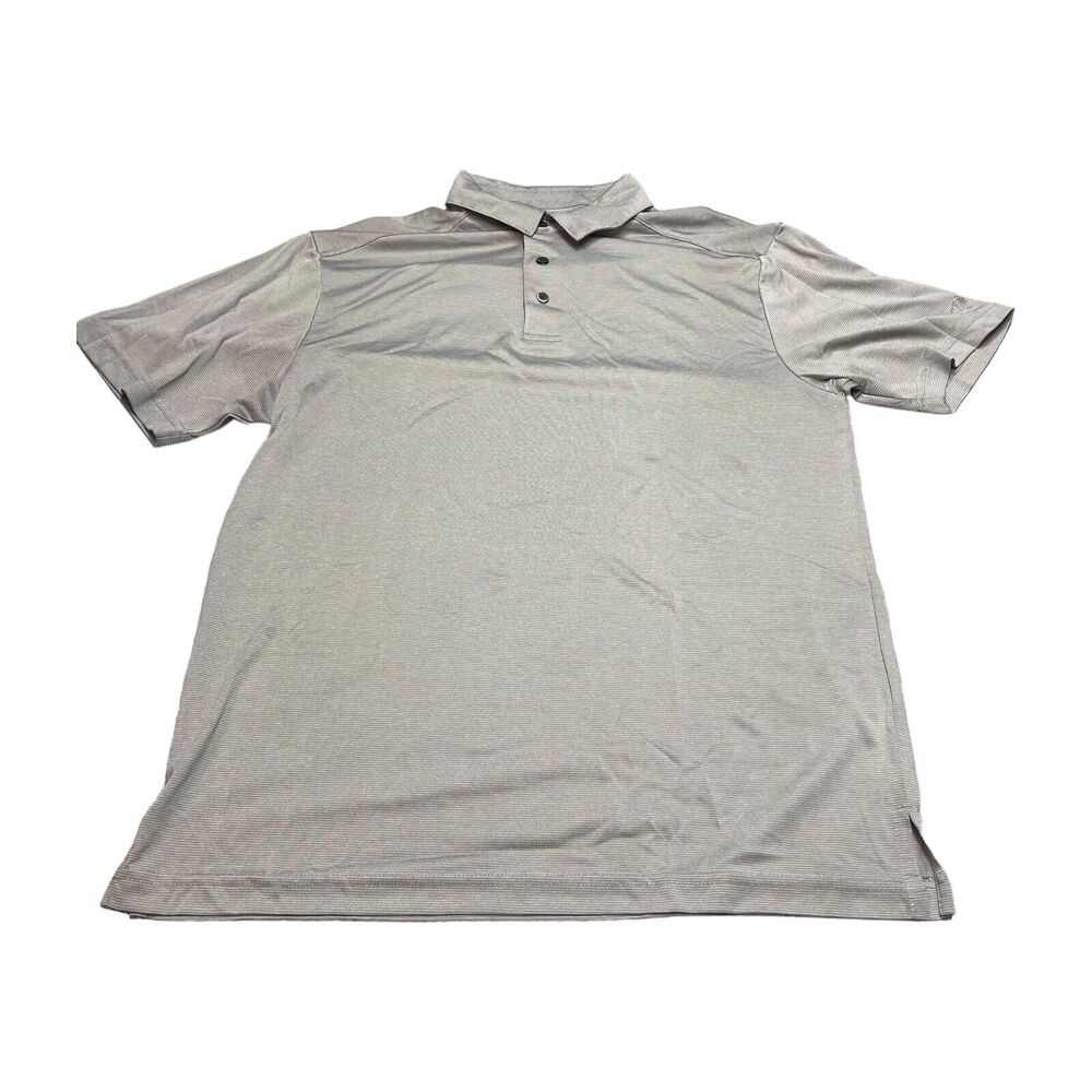 Grand Slam Polo Shirt Men's Medium Gray Striped Short Sleeve Classic Performance - Picture 1 of 6